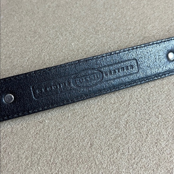 Fossil Western Belt Womens Black Leather Silver Tone Conchos - Size M - Picture 2 of 8